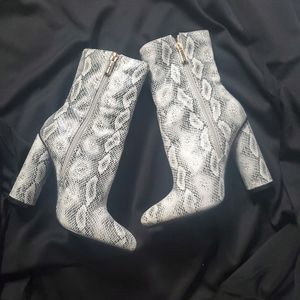 White Snake Print Booties